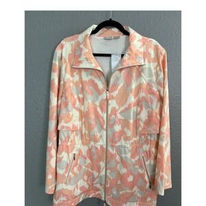 Chicos Zenergy Jacket SZ 4 Anorak‎ Sugared Peach Print UPF 50+ Full Zip NEW